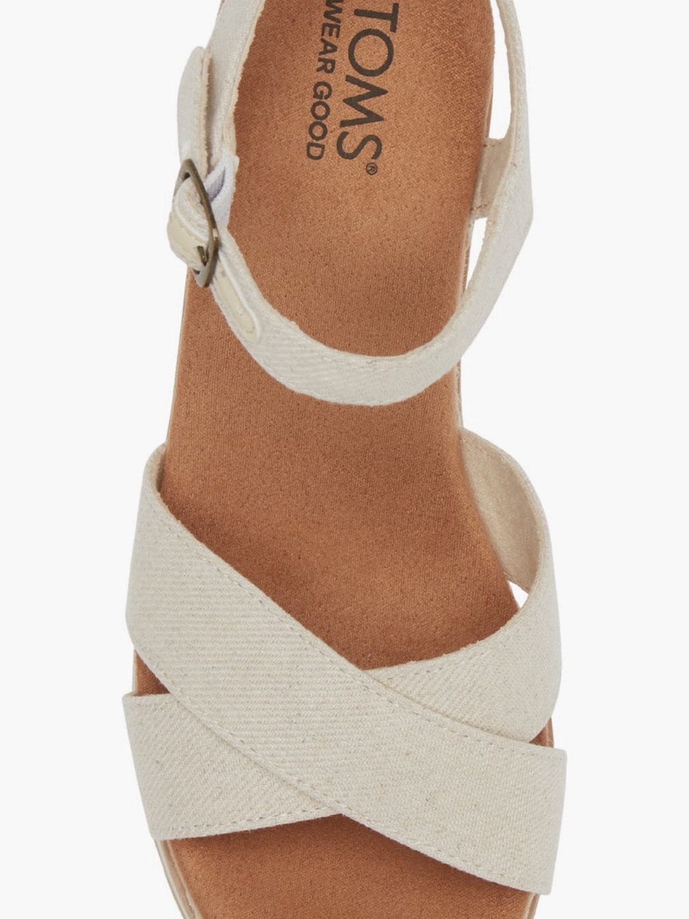 Gia Cream Chambray Tom’s Wedge Platform Sandal with Ankle Strap - Picture 5 of 9